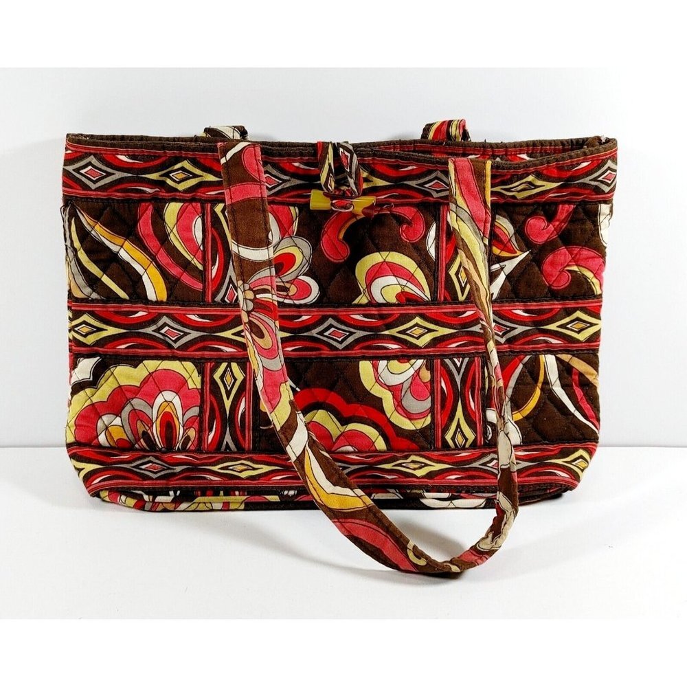 Vera Bradley Puccini Retired Pattern Small Tote Toggle Close Brown Abstract